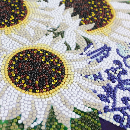White Sunflowers Diamond Art Kit