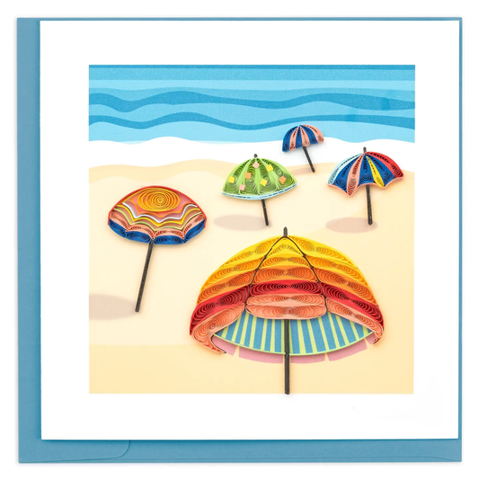 Colorful Beach Umbrellas Quilled Greeting Card